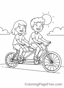 Bicycle coloring page - Tandem bike fun