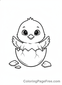 Bird coloring page - Chick hatching egg