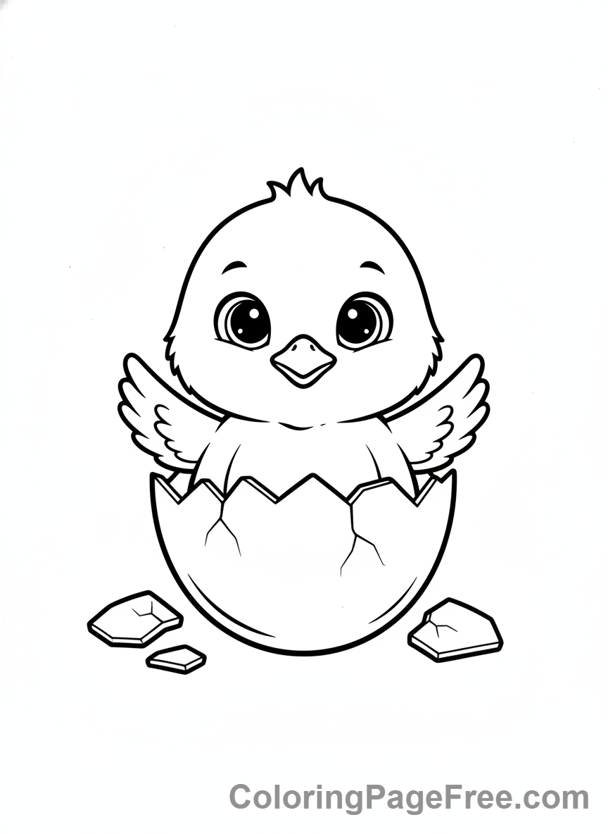 Bird coloring page - Chick hatching egg