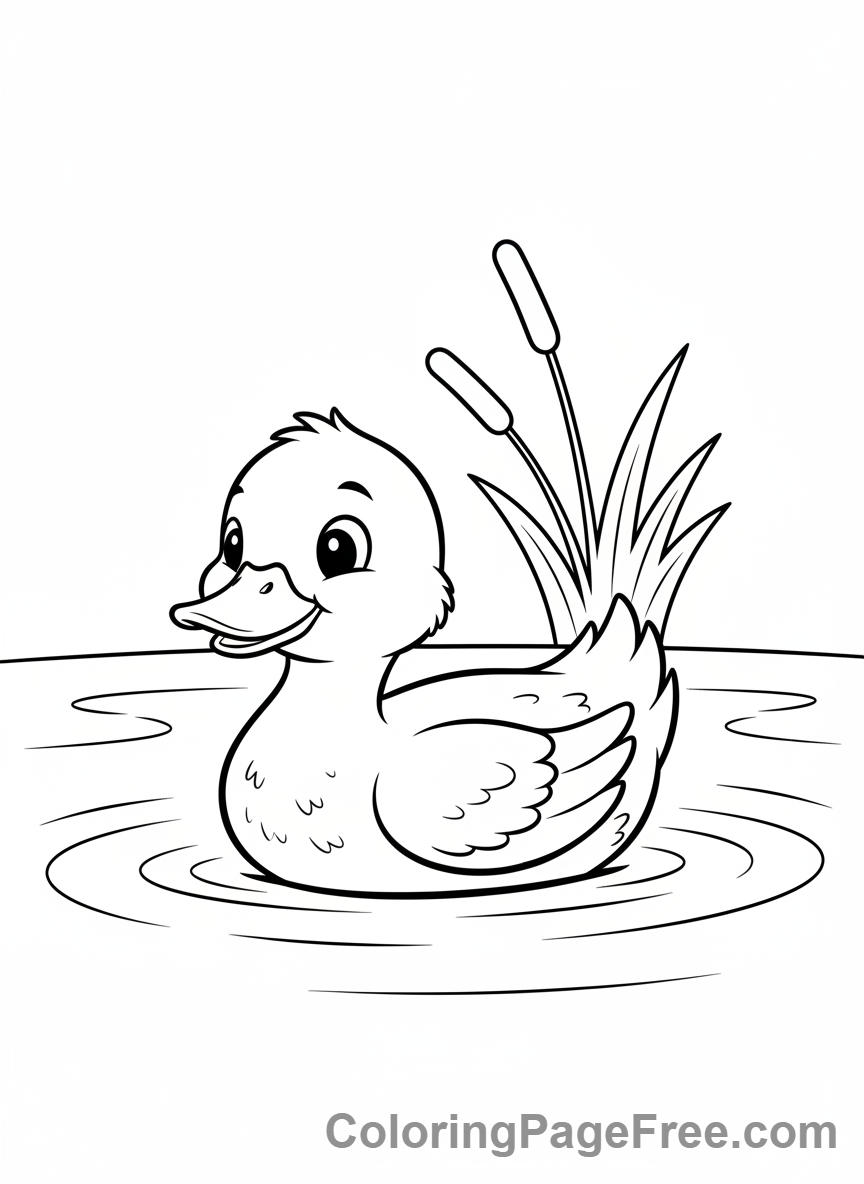 Bird coloring page - Duck swimming pond