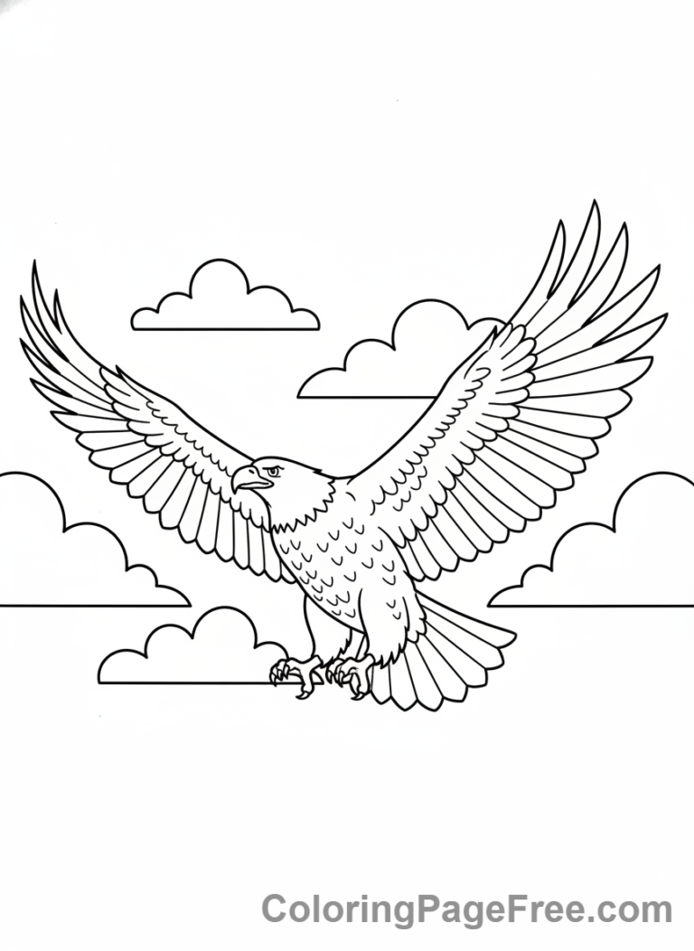 Bird coloring page - Eagle flying high