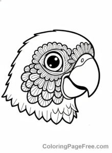 Bird coloring page - Parrot head close-up