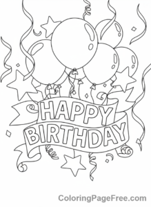 Birthday coloring page - Birthday banner decor