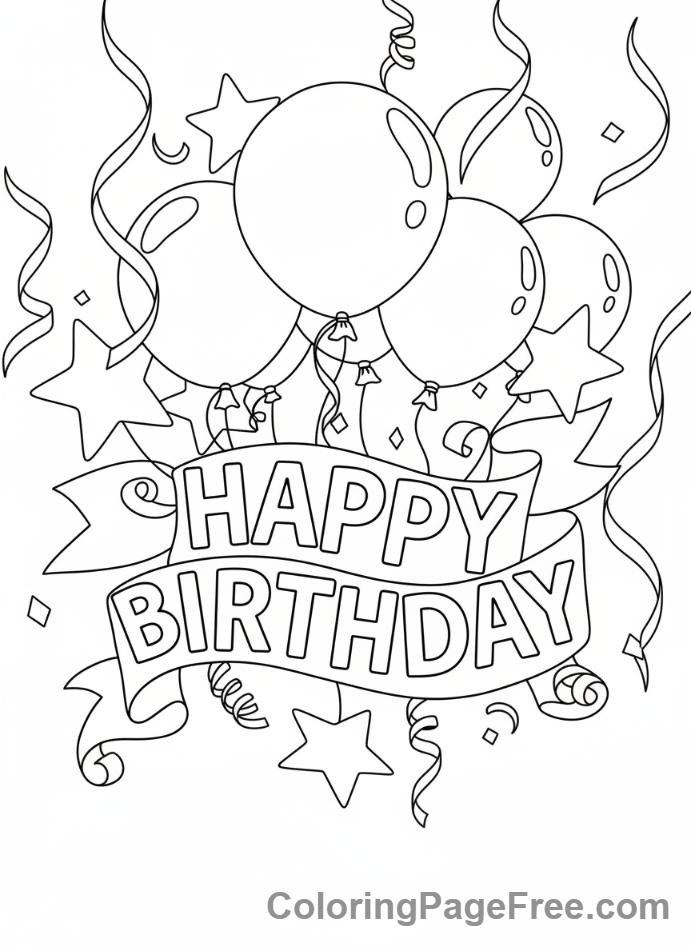 Birthday coloring page - Birthday banner decor