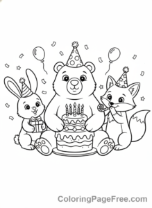 Birthday Cake coloring page - Animals Party Cake