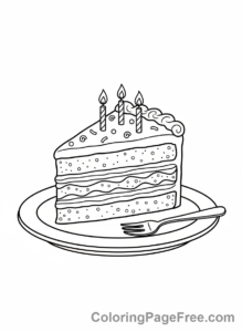 Birthday Cake coloring page - Cake Slice Plate