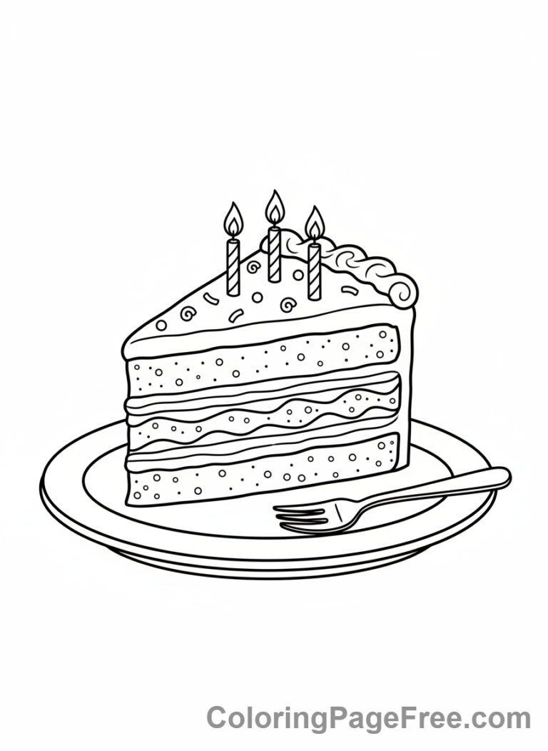 Birthday Cake coloring page - Cake Slice Plate