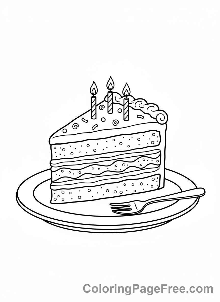 Birthday Cake coloring page - Cake Slice Plate