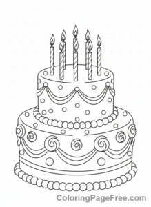 Birthday coloring page - Cake candles close