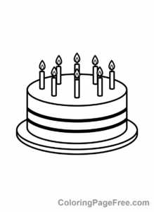 Birthday Cake coloring page - Classic Cake Candles