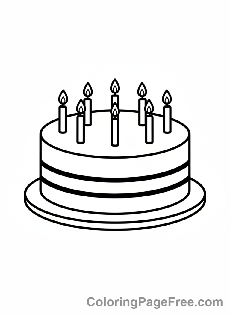 Birthday Cake coloring page - Classic Cake Candles