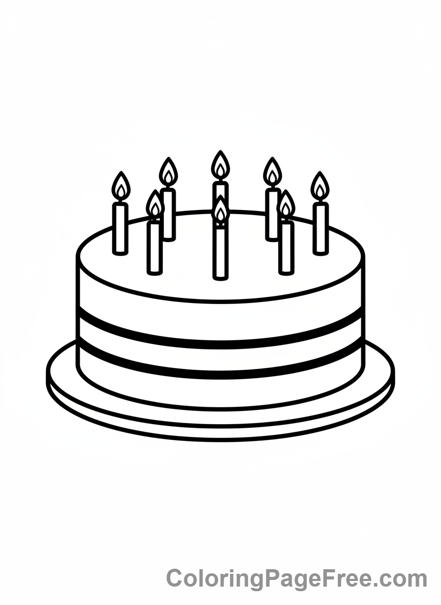 Birthday Cake coloring page - Classic Cake Candles