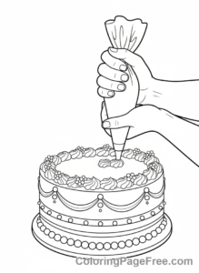 Birthday Cake coloring page - Decorating Cake Hands