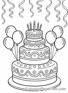 Birthday Cake coloring page - Multi-Tiered Cake