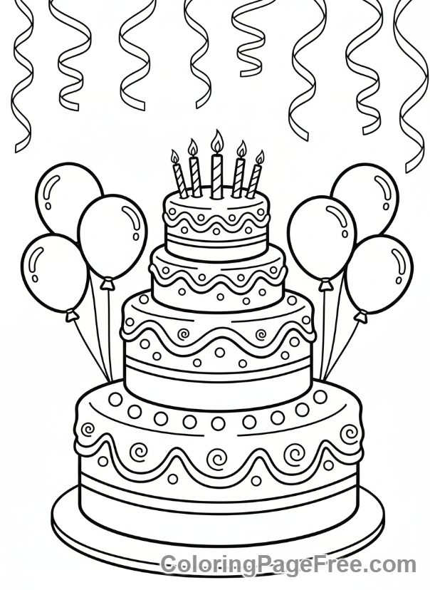 Birthday Cake coloring page - Multi-Tiered Cake