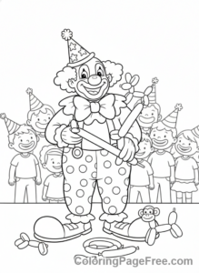 Birthday coloring page - Clown balloon animals