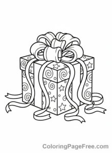 Birthday coloring page - Gift box ribbon
