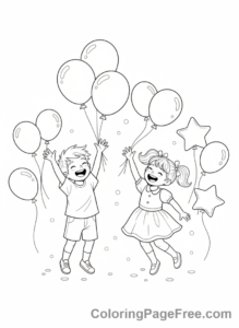 Birthday coloring page - Kids balloon fun
