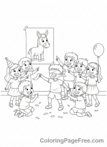 Birthday coloring page - Party games kids