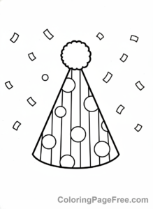 Birthday coloring page - Party hat confetti