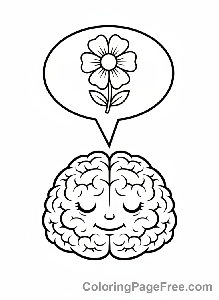 Brainrot coloring page - Brain clear mind