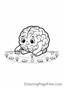 Brainrot coloring page - Brain organizing thoughts