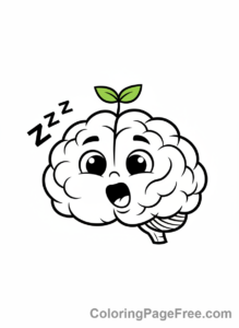 Brainrot coloring page - Brain sleepy refresh