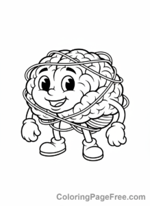 Brainrot coloring page - Brain tangled wires