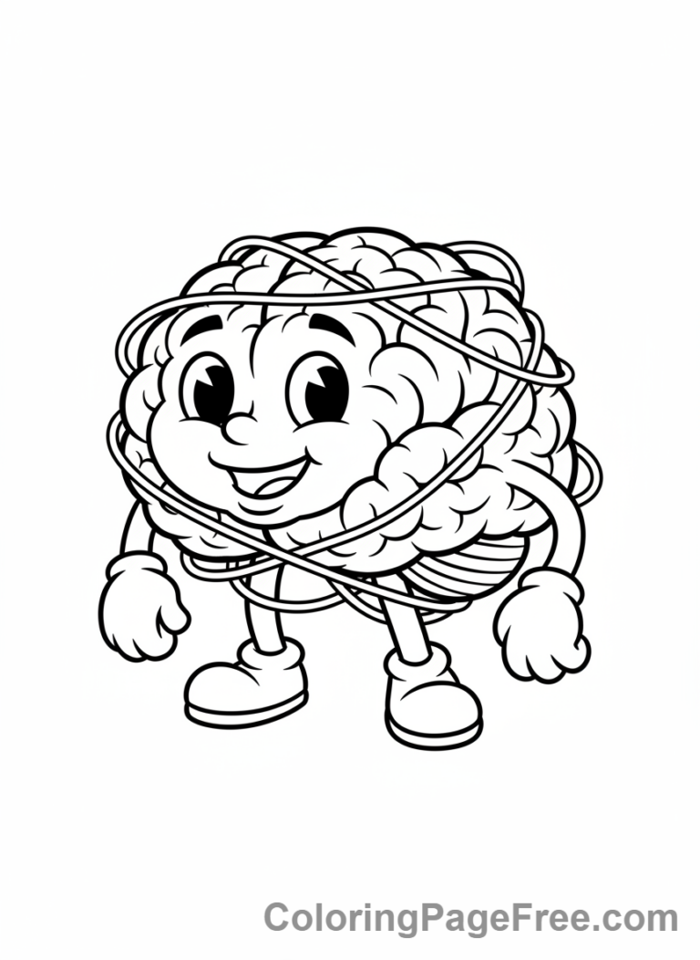 Brainrot coloring page - Brain tangled wires