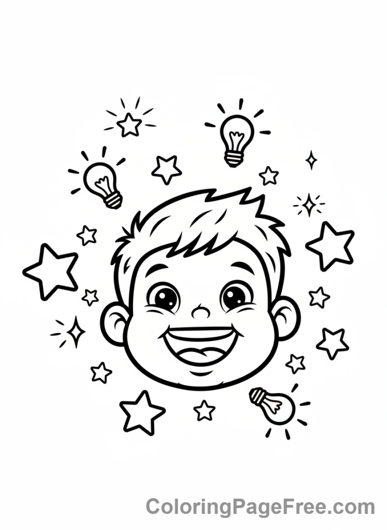 Brainrot coloring page - Child idea sparkle