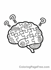 Brainrot coloring page - Jumbled brain puzzle