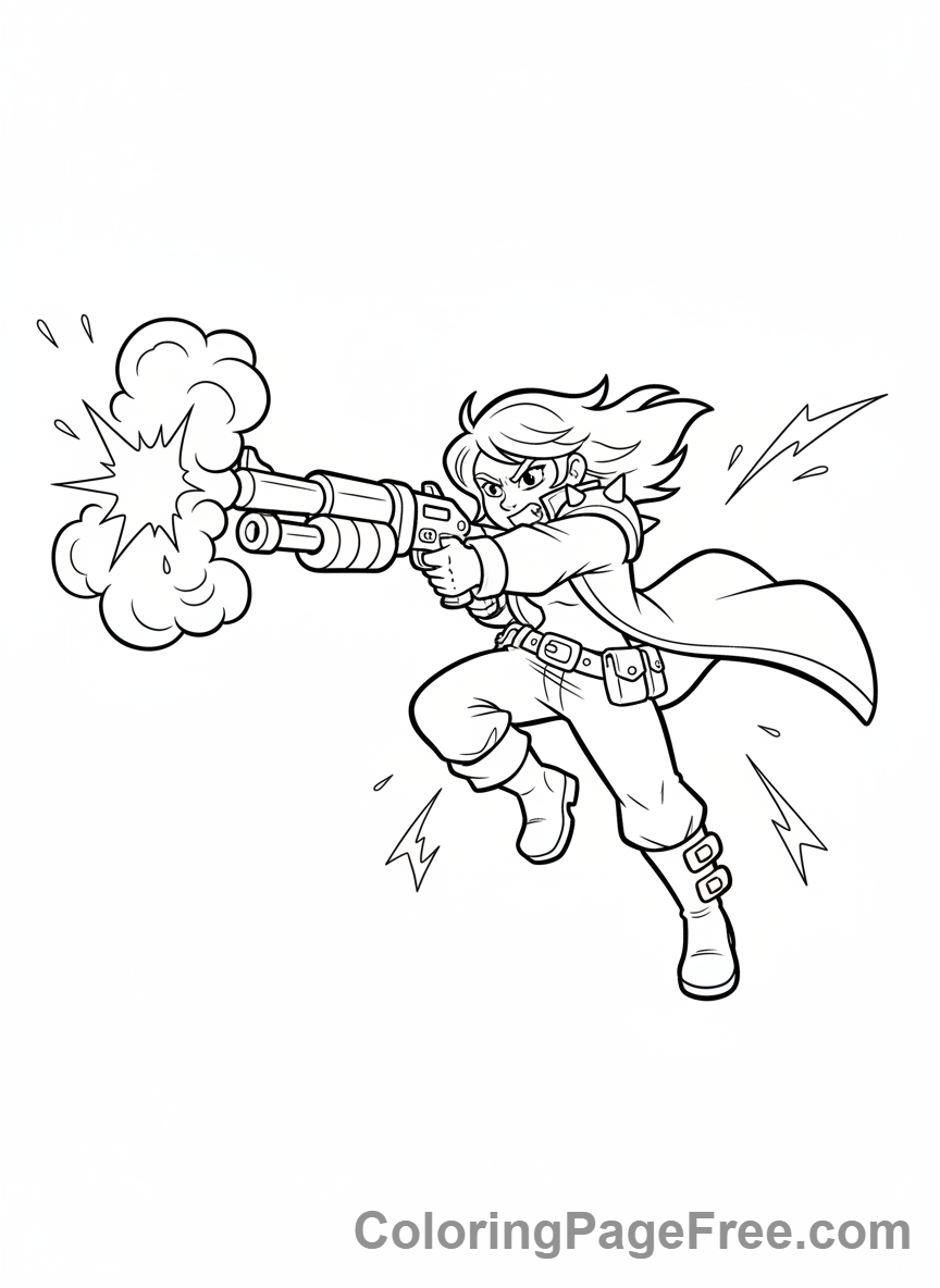 Brawl Stars coloring page - Shelly shooting shotgun