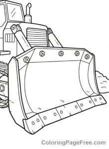 Bulldozer coloring page - Bulldozer blade close-up