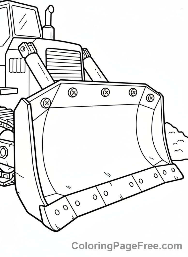 Bulldozer coloring page - Bulldozer blade close-up