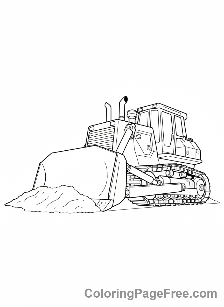 Bulldozer coloring page - Bulldozer low angle