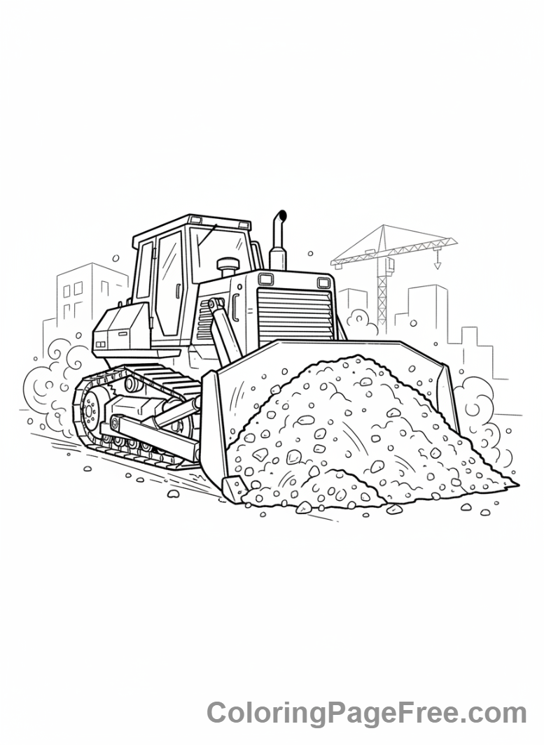 Bulldozer coloring page - Bulldozer piling material