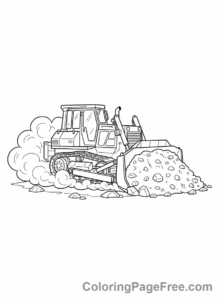 Bulldozer coloring page - Bulldozer pushing dirt