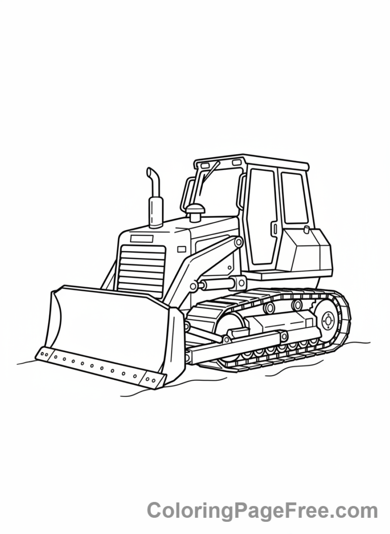 Bulldozer coloring page - Bulldozer simple front