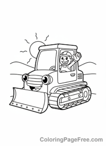 Bulldozer coloring page - Bulldozer with operator