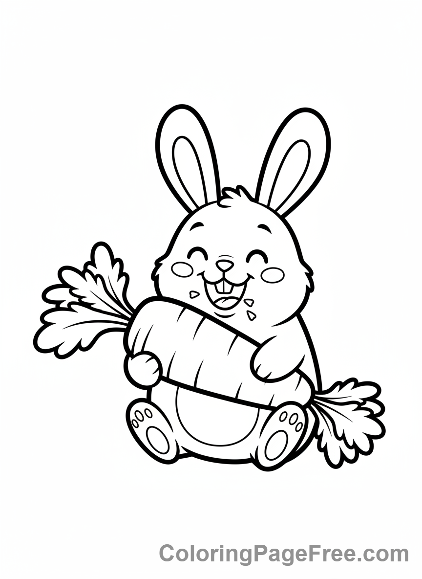 Bunny coloring page - Bunny eating carrot