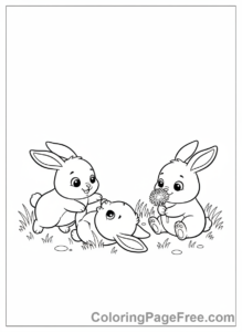 Bunny coloring page - Bunny family playing