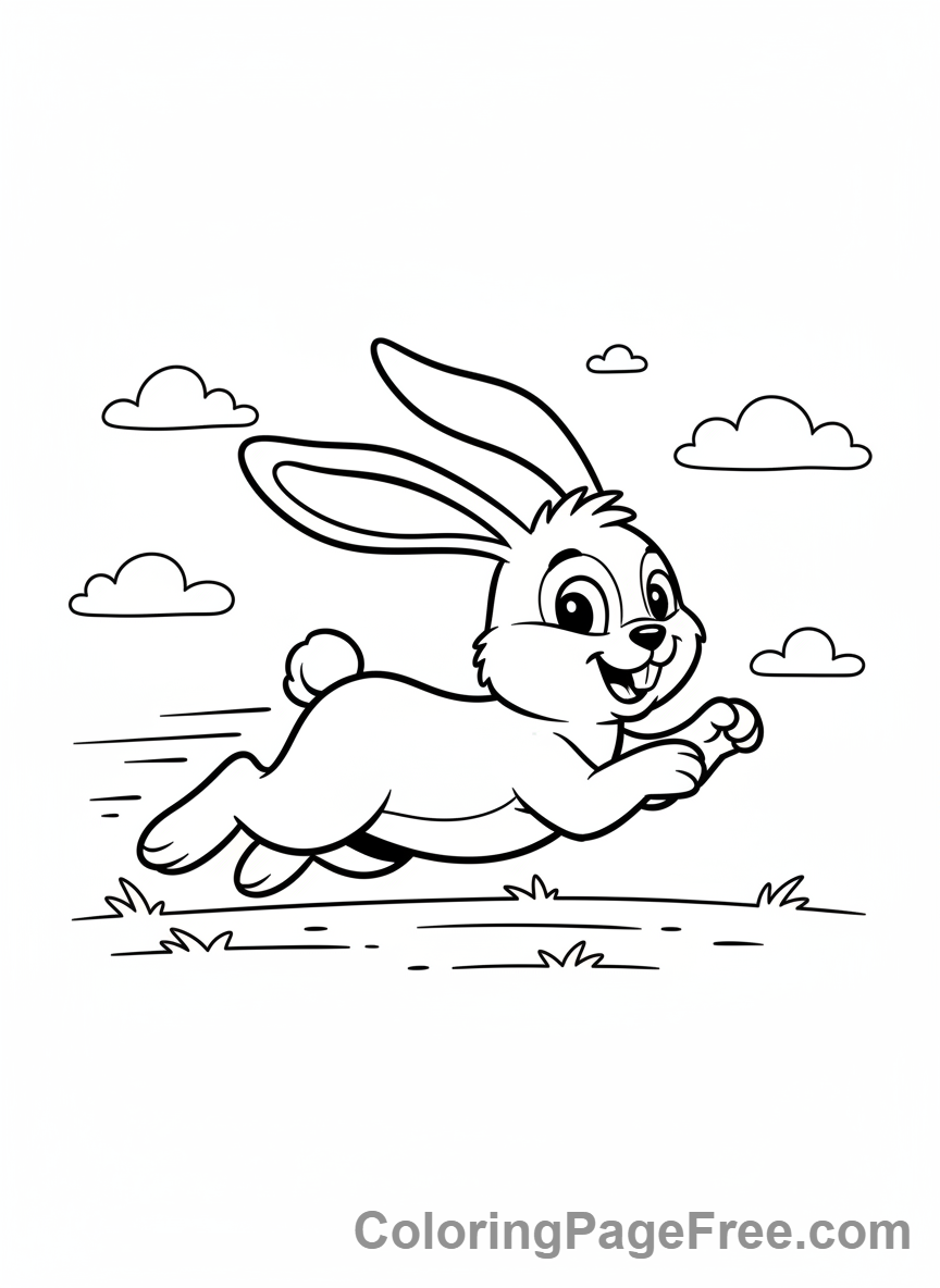 Bunny coloring page - Bunny running fast