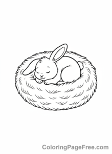 Bunny coloring page - Bunny sleeping cozy