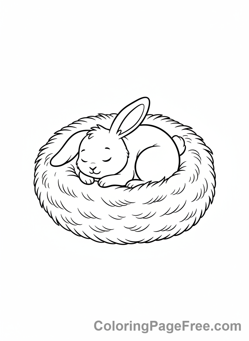 Bunny coloring page - Bunny sleeping cozy