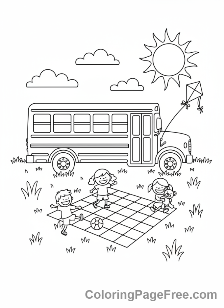 Bus coloring page - Bus field trip