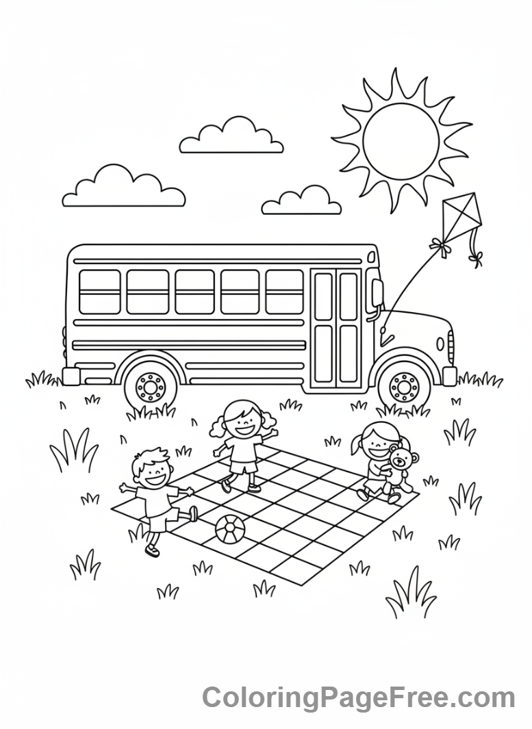 Bus coloring page - Bus field trip