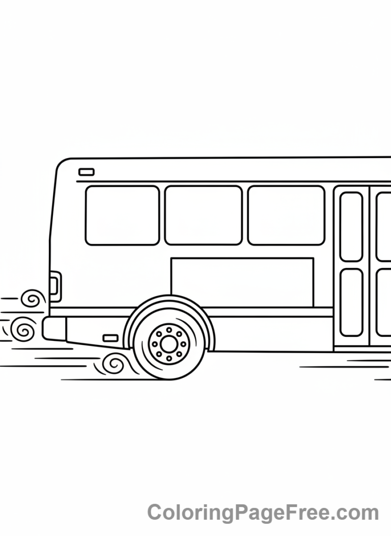 Bus coloring page - Bus wheels spinning