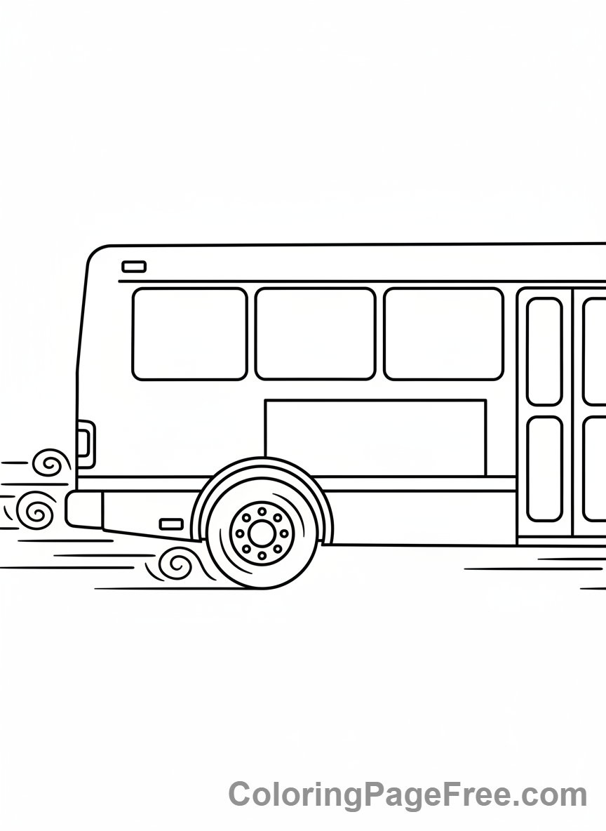 Bus coloring page - Bus wheels spinning