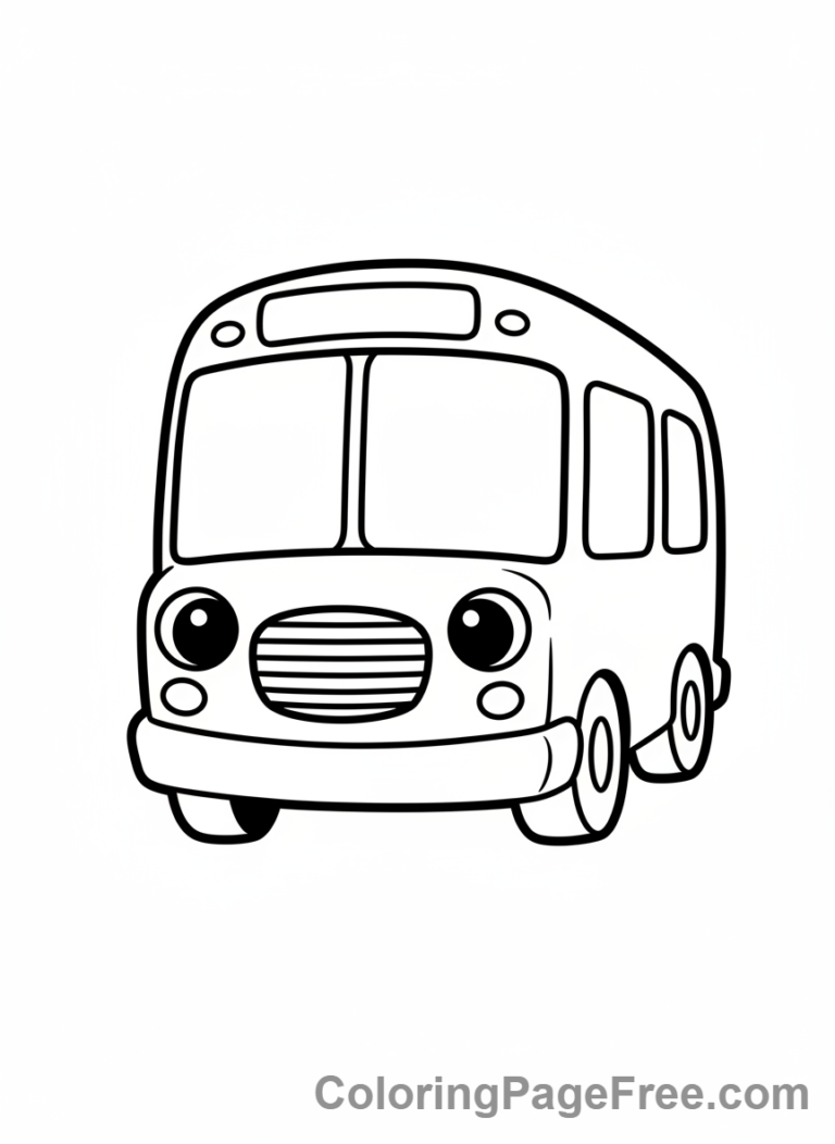 Bus coloring page - Cute bus cartoon