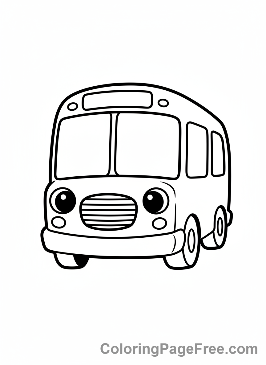 Bus coloring page - Cute bus cartoon